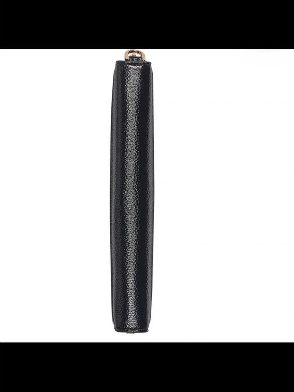 Karl Lagerfeld Black Pebbled Leather Zip Wristlet with Gold Logo